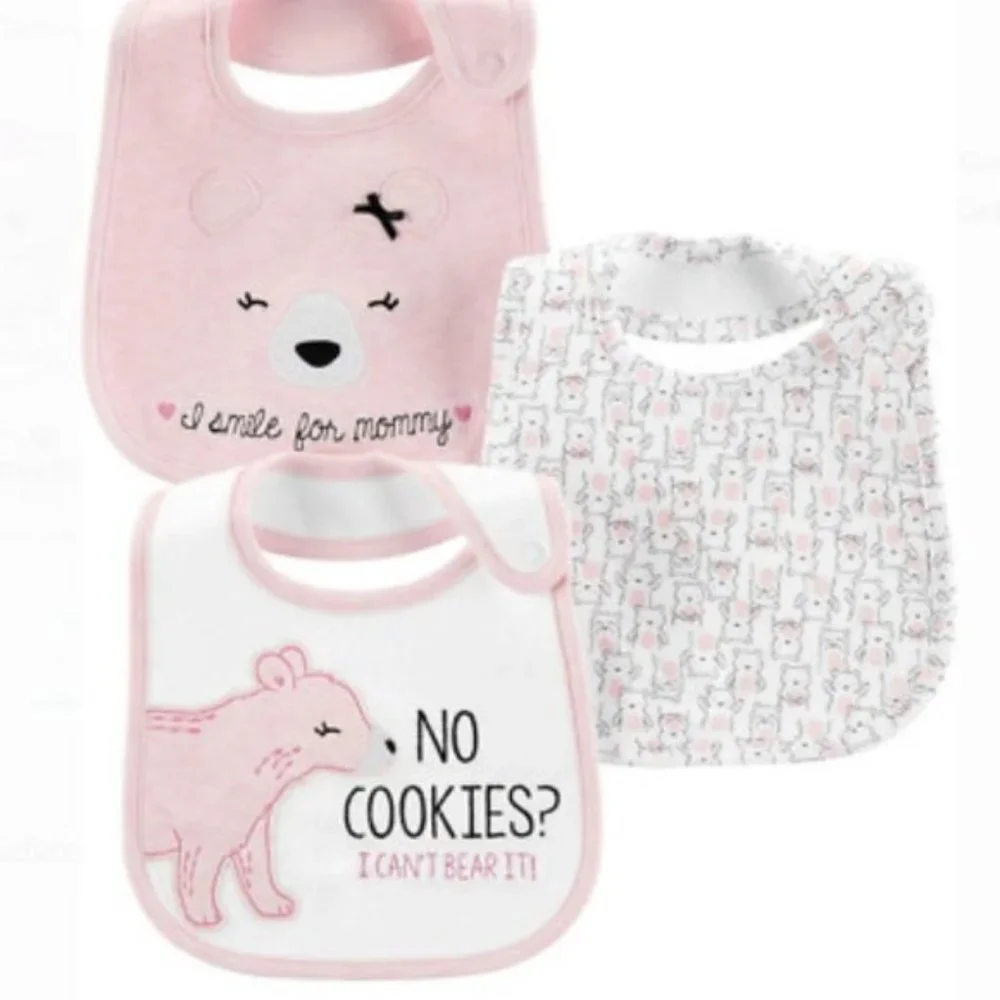 Carter's Baby Girl Water Resistant 3 Pack Bibs